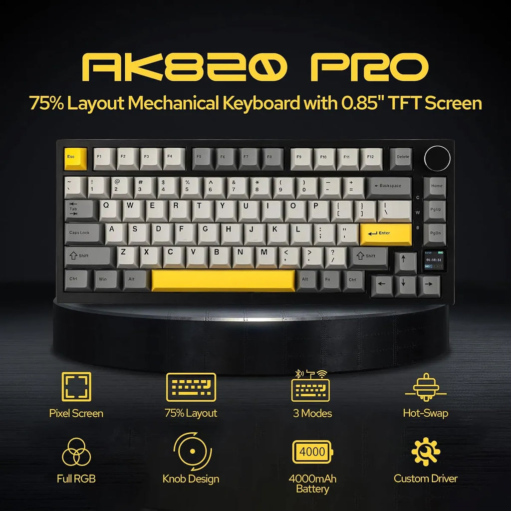 Ajazz Ak820 Pro - Teclado Mecánico Inalambrico Con Pantalla